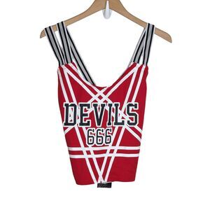 NWT Dolls Kill Devils 666 Satan's Cheerleader Costume Top Only Sz 3X  Red Black